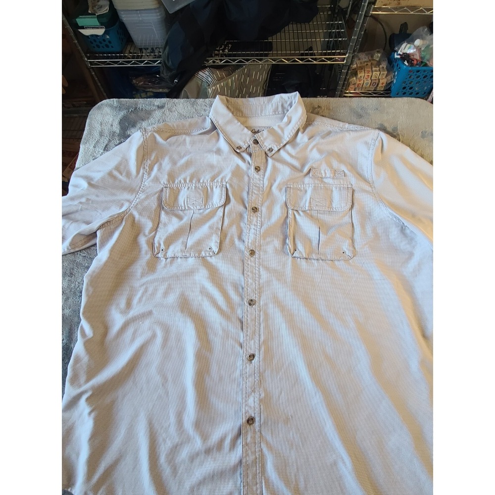 Cabela's Guidewear Shirt Men's 2XL Gray‎ Vented Fishing Short Sleeve Nylon